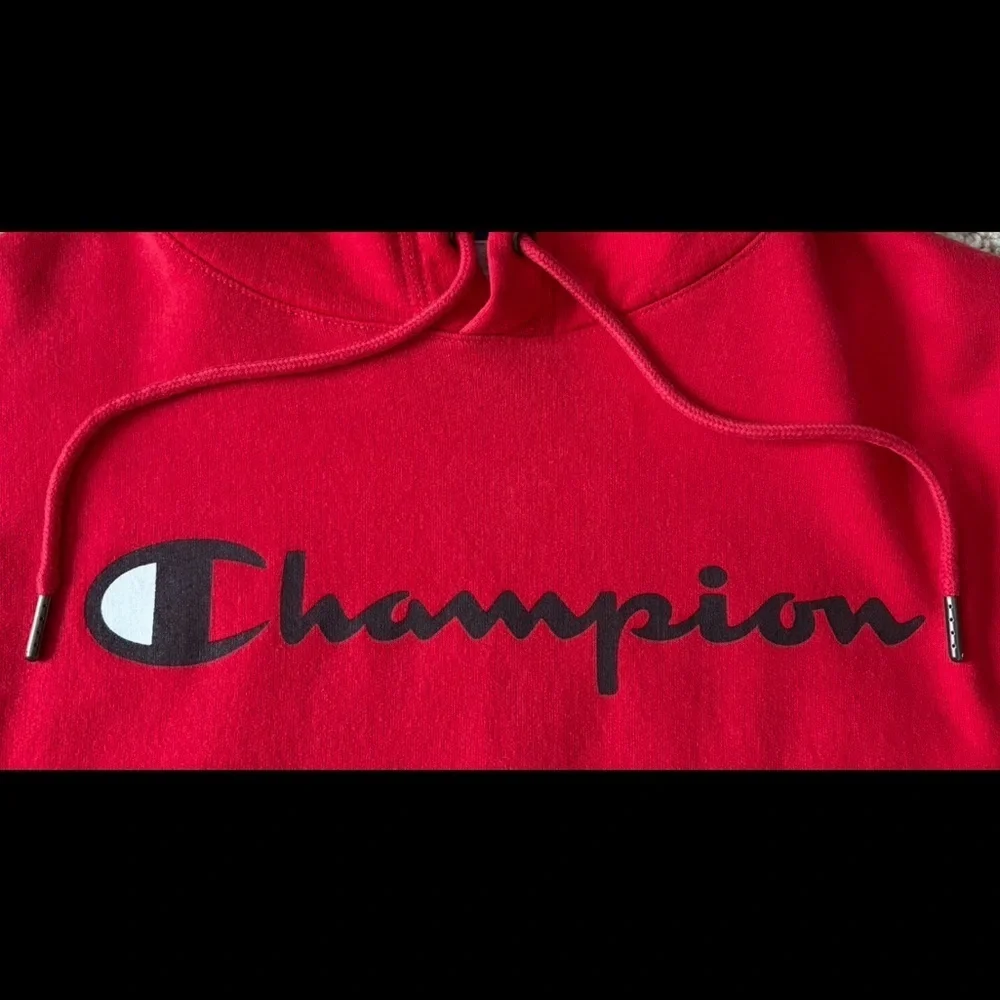 Champion Men's PowerBlend Red Pullover Hooded Sweatshirt Size Small - Picture 5 of 9